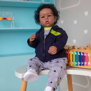 Lifelike Reborn Baby Doll with Soft Cloth Body Dark Brown 20-Inch Realistic Newborn Doll Includes Outfit & Gift Box for Kids Safe Non-Toxic Materials