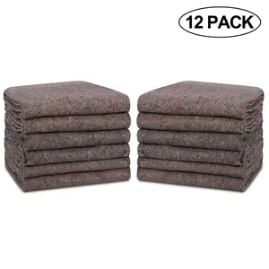 SuperDeal 12-Pack Cotton Fiber Disposable Moving Blankets, 54x74 in Packing Blankets for Moving, Office Postal Packing Supplies