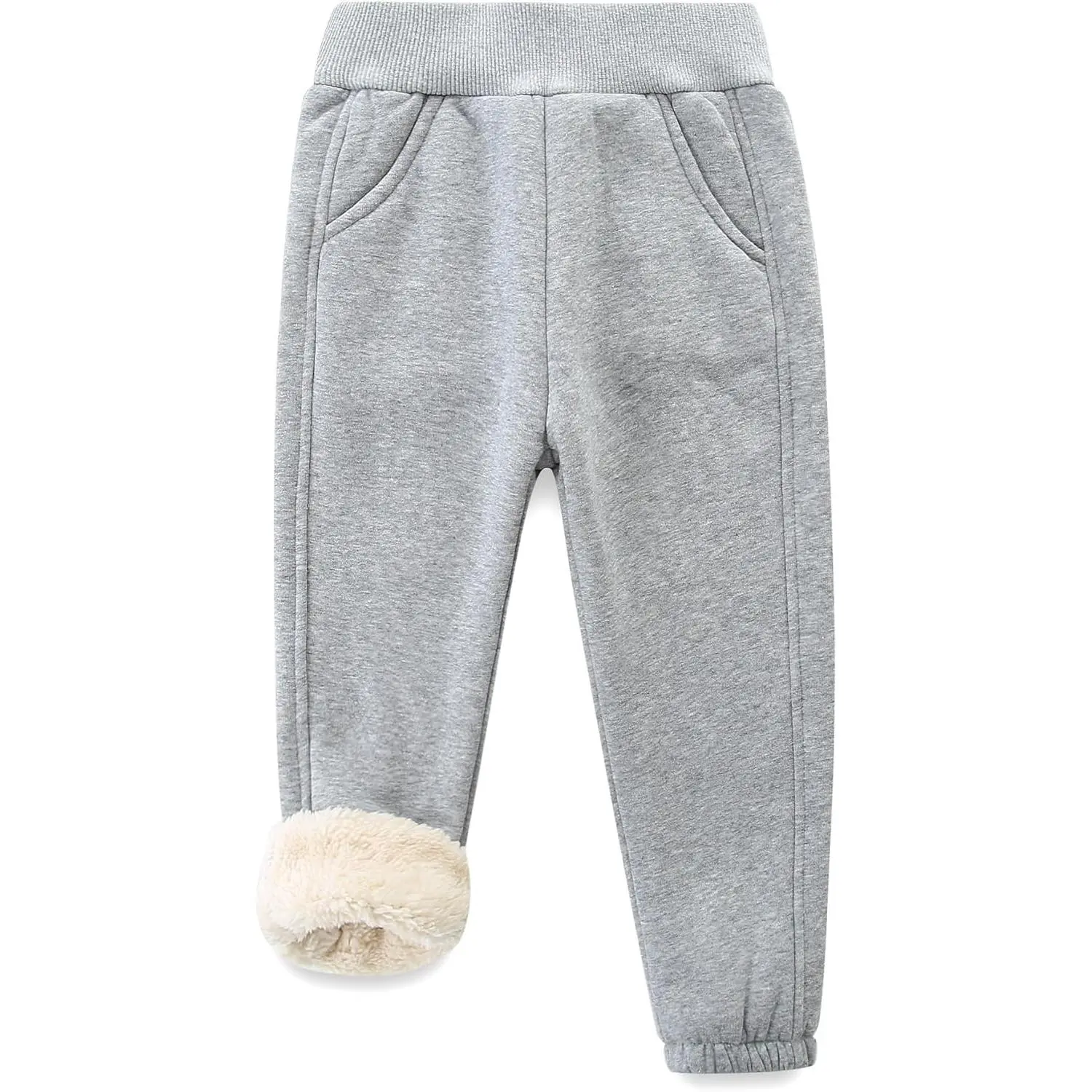 Boys Girls' Pull On Fleece Lined Winter Warm Sweatpant Jogger Pant 2-14 Years