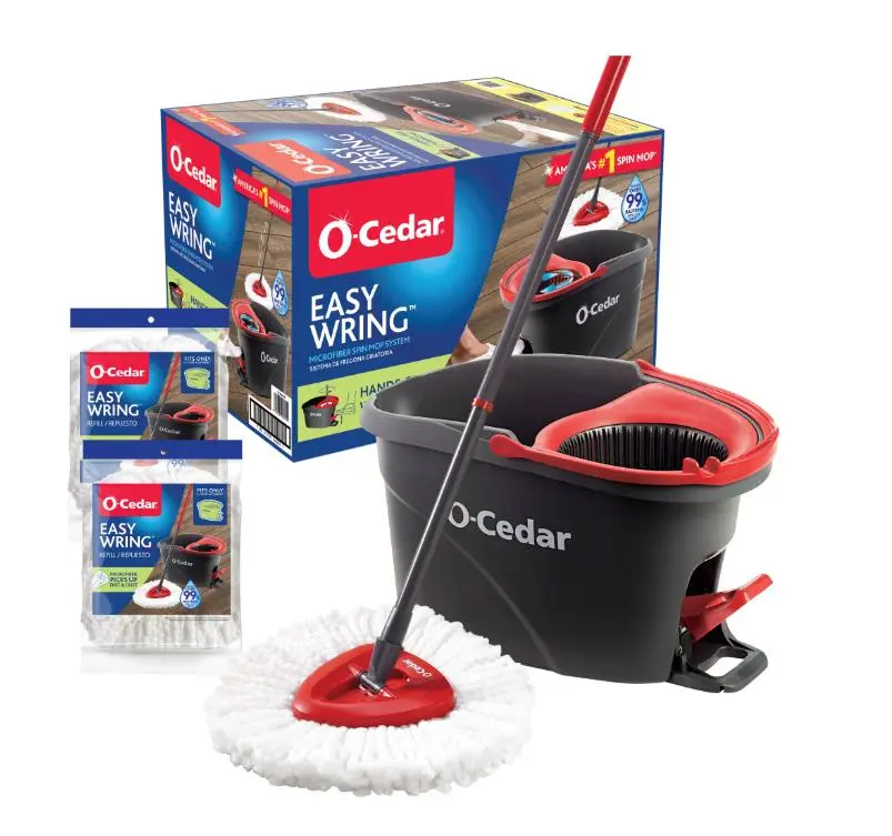 O-Cedar EasyWring Microfiber Spin Mop & Bucket System with 1 Extra Mop Head Replacement (2 Total Refills)