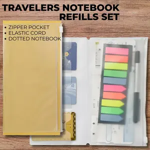 ☁️ Dreamy Travelers Notebook Refill Set | Aesthetic Dotted Paper & Zipper Pouch for Journaling ✨ Must-Have Stationery! Planner Notebook Travel Diary Notebook Dotted Journaling Kit