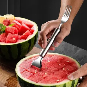 Stainless Steel Watermelon Fork, 1 Count 2 in 1 Watermelon Cutter Fork, Portable Fruit Cutting Tool, Kitchenware, Kitchen Utensils & Gadgets, Tableware