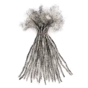 Afro Kinky Kings and Queens Microloc Extensions Salt And Pepper 0.2cm Human Hair 10 Locs Per Bundle Handmade for Length or Repair 10 locs per order