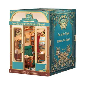 Tonecheer DIY Wooden 3D Book Nook Puzzle Kit for Adults - European Vintage Carriage, Infinity Train Cabin, Miniature Furniture, Decorative Bookend Gift, Doll Set (European Travels, Summervibes)