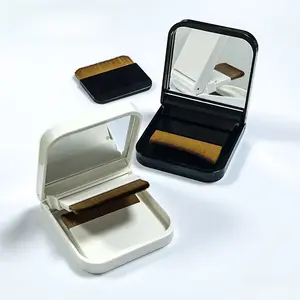 Portable Compact Foundation Brush Set (2 Ultra-Thin Card-Style Brushes with Mirror) - Flat Head Design for Streak-Free, Professional Finish, Perfect for Quick Makeup On-The-Go