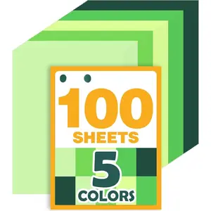 100 Sheets 8.5" x 11" Colored Cardstock, 5 Assorted Green Shades of 180GSM/65LB Construction Paper, Green Cardstock Printer Paper for Card Making, DIY Crafts, School Supplies, Party Decorations