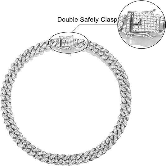 12mm Iced Out Cuban Link Necklace for Men - Hip Hop Bling Jewelry with Dragon Clasp, Geometric Links, Metal Coating, Daily Wear Gift for Boyfriend