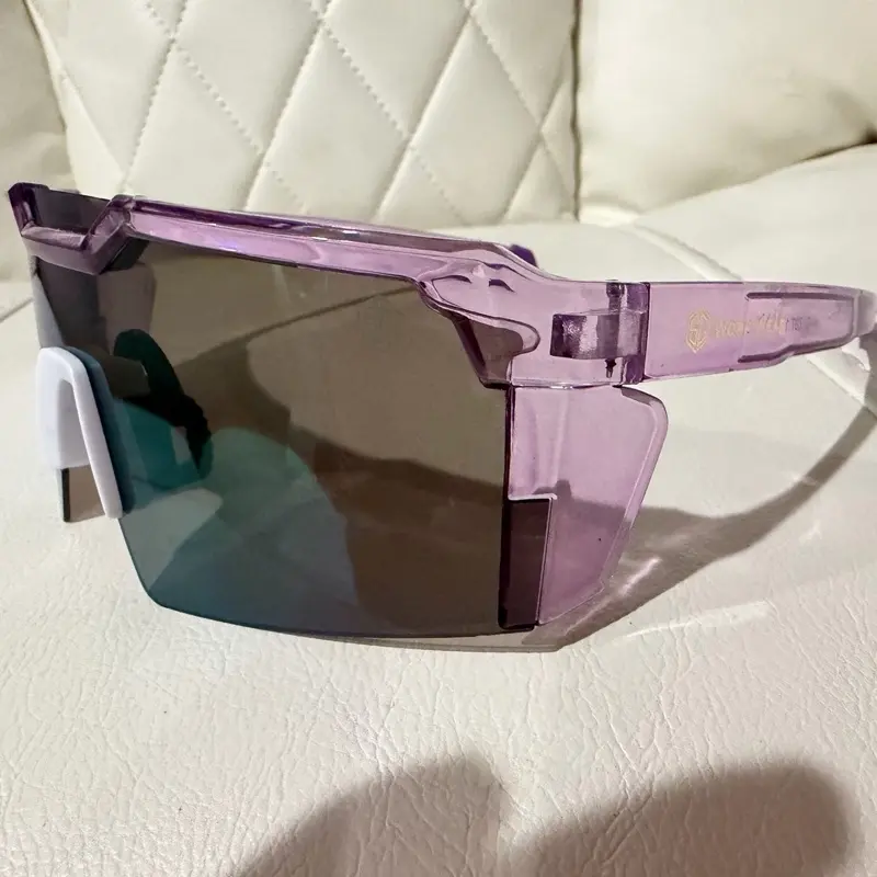 Safety Glasses with Purple Frame and Clear Lenses for Enhanced Visibility and Protection