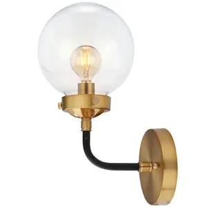 Caleb Brass Vanity Wall Sconce Clear