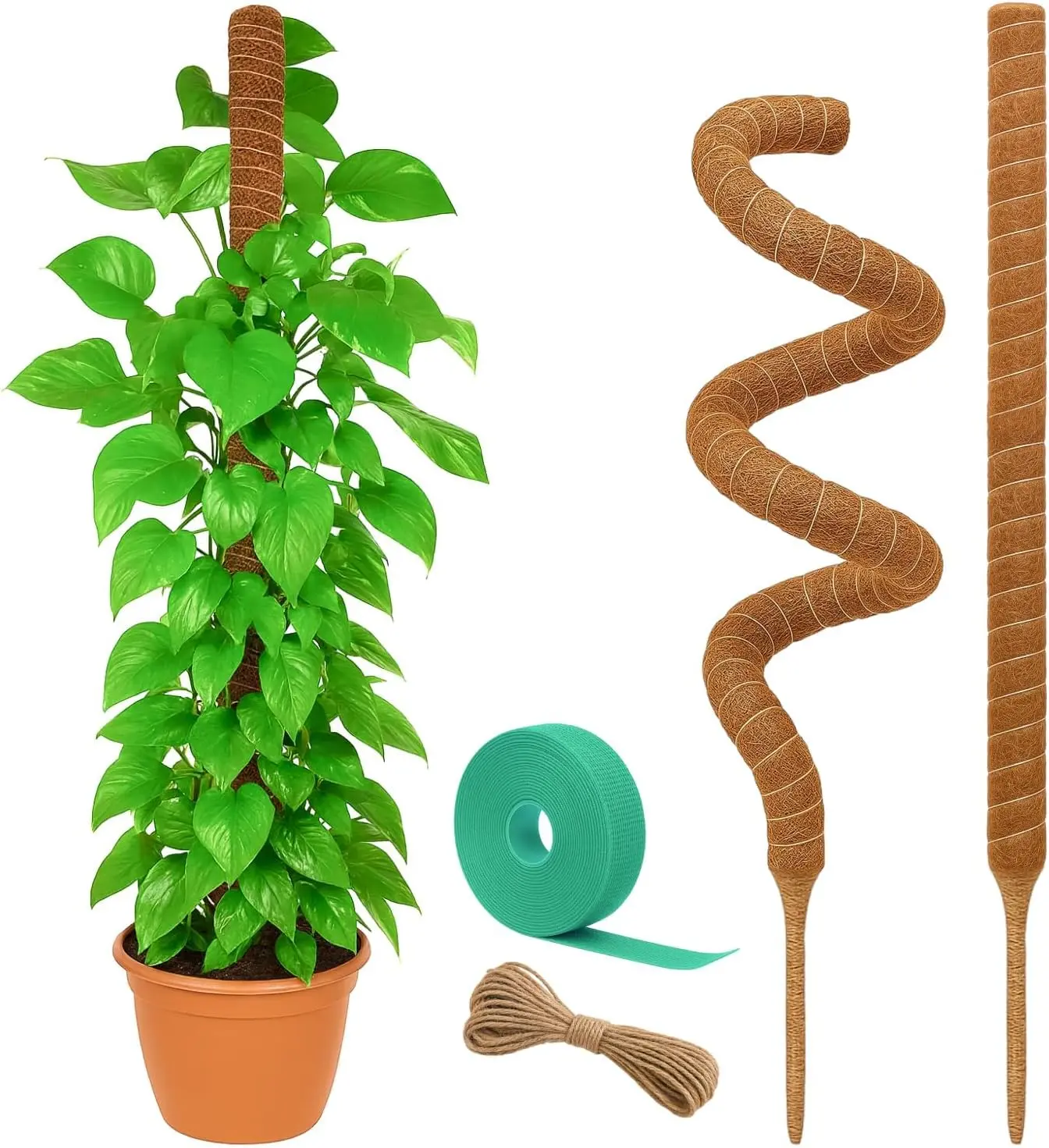 2 Pack 28” Bendable Moss Pole Monstera Plant Support, Plant Stakes for Indoor Plants, Tall Plant Sticks Support for Climbing Plants