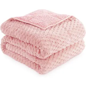 Weighted Blankets for Adults Queen Size 20lbs, Warm Sherpa Fleece Throw Blanket for Sleep and Calm, Soft Cozy Heavy Bed Blanket with Jacquard Flannel, 60 x 80 Inches, Pink