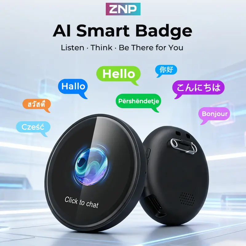 ZNP AI-Badge, Gift, An AI robot designed for conversation, Customizable character, suitable for both boys and girls. emotional companionship, and ease of use. Customizable character. AI dialogue capabilities, suitable for games and learning.