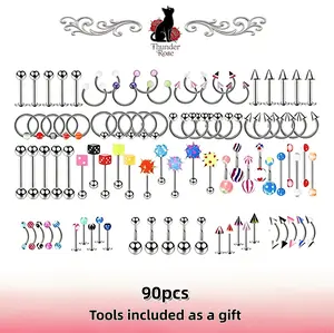 Titanium Alloy Cartilage Stud & Earring Hoop Set, Unisex Nose Ring, Eyebrow & Belly Button Piercing Jewelry, Hypoallergenic for Daily Wear, with Free Auxiliary Tools