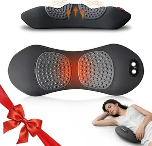2026 3 in 1 Upadate Rechargeable Electric Lumbar Support Pillow with Adjustable Height for Bed and Chair,Back Massager with Heat,Back Massager for Pain Relief Deep Tissue,Waist Wedge Bolster (Black)
