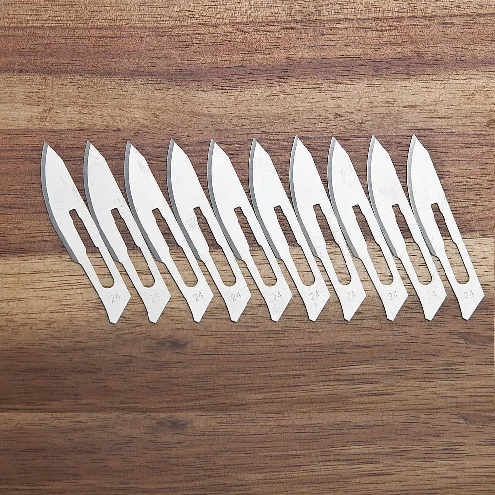 Pack of 10 Hobby Blades #24 Craft Knife Blades Refill, Carbon Steel Replacement Blades for DIY Cutting, Carving, Trimming