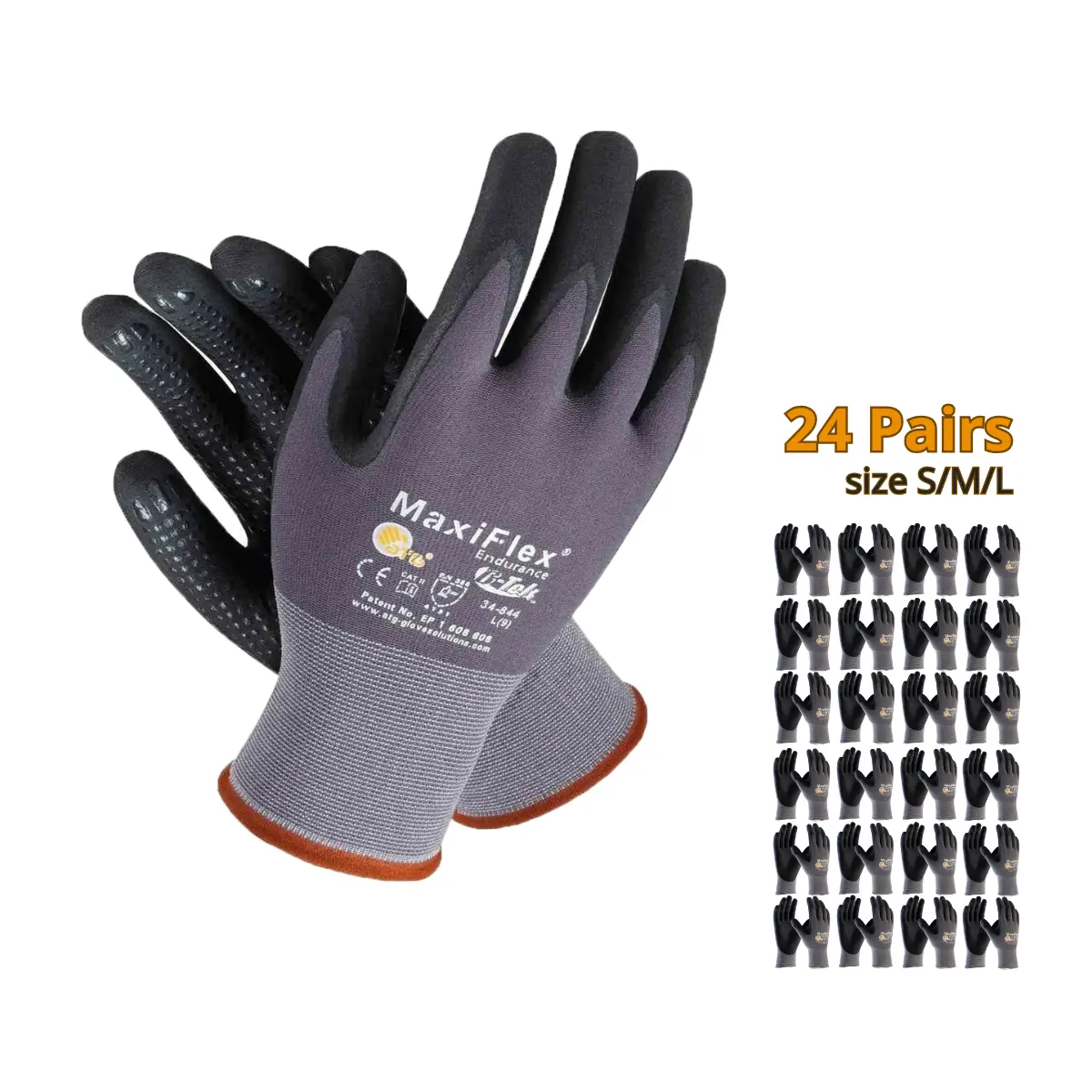 12/24 Pairs Maxi Flex Gloves | Guantes de trabajo MaxiFlex Ultimate - Safety Work Gloves, Construction Industry, Foam Nitrile Palm Coated Gloves