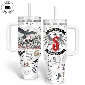 Shinedown Victory Skull 40oz & 20oz Tumbler With Handle – Rock Band Fan Cup