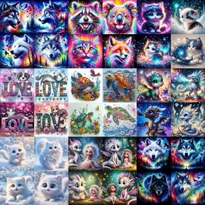 10pcs/20pcs/30pcs DIY Diamond Painting Kit, Animal Landscape Galaxy Patterns, Full Drill Art Set for Wall Decor, Beginner Friendly Gift, DIY Kits