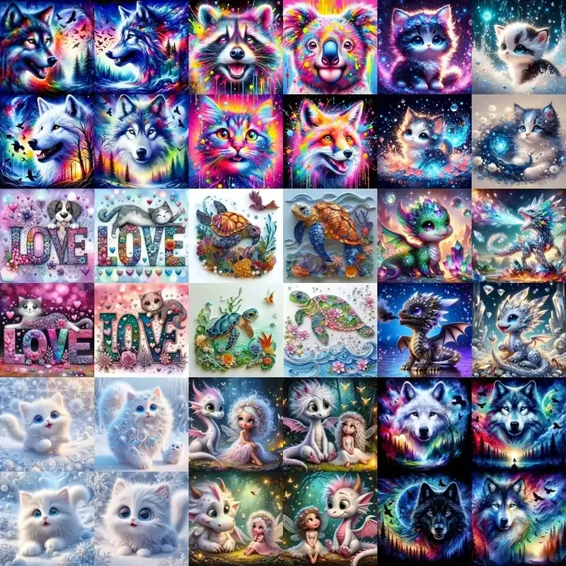 10pcs/20pcs/30pcs DIY Diamond Painting Kit, Animal Landscape Galaxy Patterns, Full Drill Art Set for Wall Decor, Beginner Friendly Gift, DIY Kits