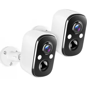 Security Cameras Wireless Outdoor with Solar Panel Cameras for Home Security, Home Camera with Color Night Vision, PIR Human Detection, 2-Way Talk, IP66 Waterproof (2Packs-White) Charging Surveillance Home Protection