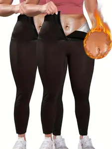 【Plus Size】 Women's Solid Color Sauna Pants, Women's Sports Pants for Workout Training, Ladies Sportswear for Indoor Outdoor Wear