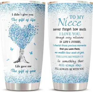 20oz Sturdy Portable Niece Tumbler, Auntie & Uncle Gifts for Niece, Christmas-Birthday Kitchenware Drinkware for Bottled Water & Tea