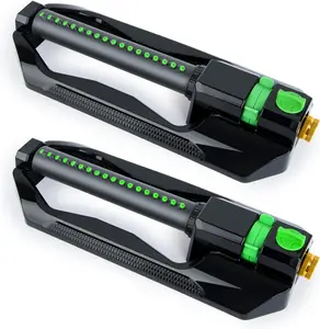 [2 Pack] RESTMO Heavy Duty Oscillating Sprinkler with Metal Base – Adjustable Flow Control Lawn Watering System, Covers Up to 3,600 Sq. Ft. for Garden, Yard