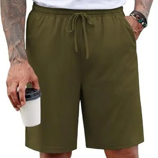 COOFANDY Mens Casual Shorts 9 inch Inseam Stretch Beach Shorts Elastic Waist Drawstring Summer Shorts