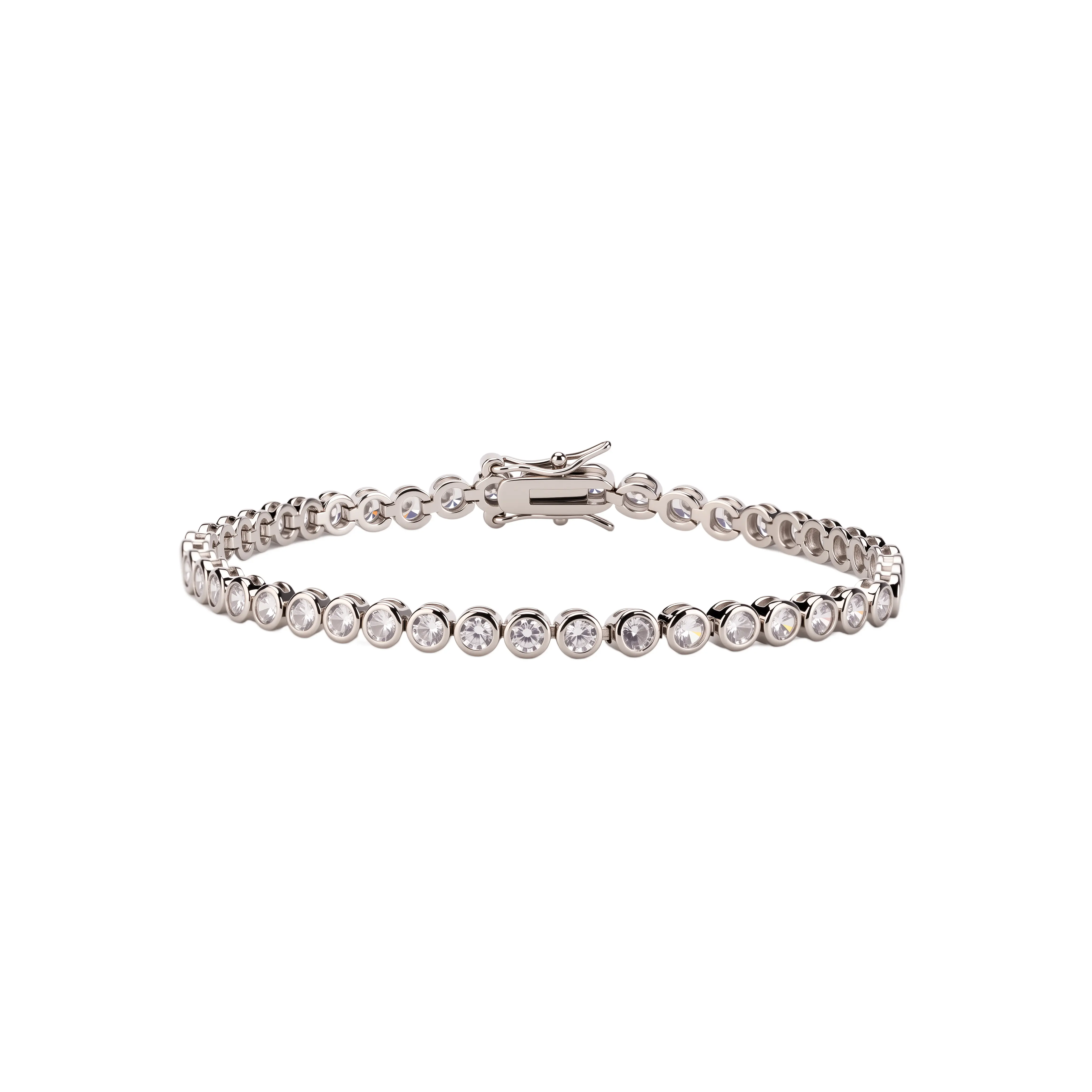 istone Classic 14K Gold Plated Tennis Bracelet Full Bling Zircon Crystal Sparkling Minimalist Daily Party Accessories for Ladies