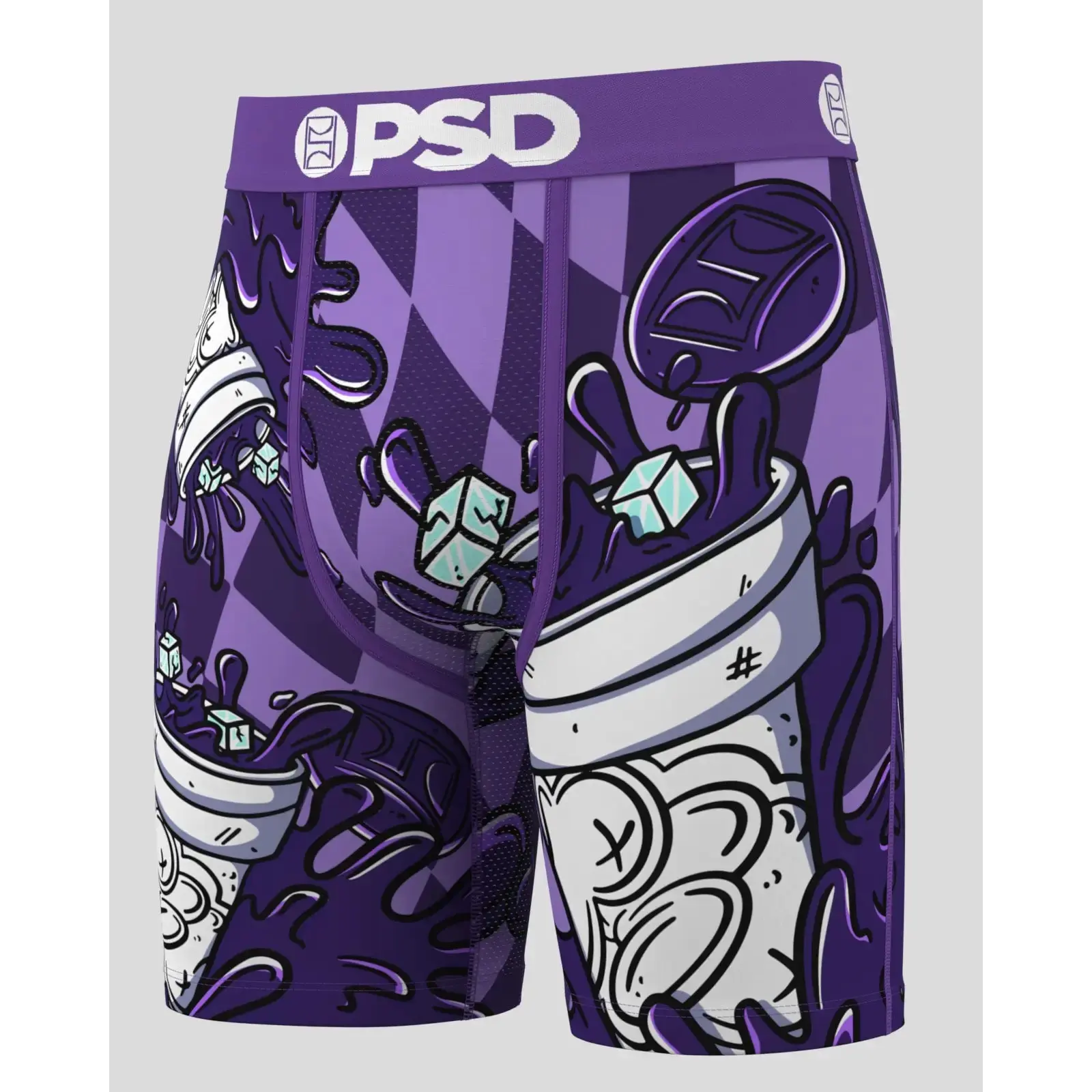 PSD Mens Purp Drank Boxer Brief - Standard Length 7 Inch Inseam, Soft and Breathable Poly Blend Fabric PSD Mens Purp Drank Boxer Brief - Standard Length 7 Inch Inseam, Soft and Breathable Poly Blend Fabric