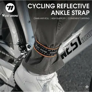 WEST BIKING Reflective Cuffs Strap Bicycle Pants Belt Bike Tie Rope  Non-slip Adjustable Strapping Cycling Equipement Convenient Carrying High Elasticity