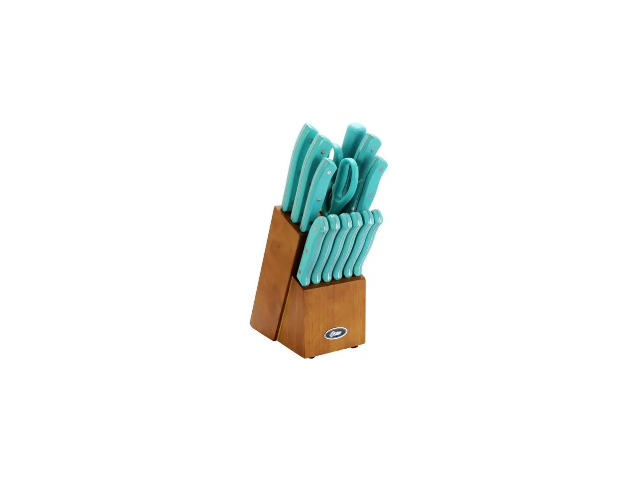 Oster 81010.14 Evansville 14 Piece Cutlery Set, Stainless Steel with Turquoise Handles