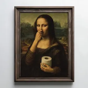 [UNFRAMED POSTER] Funny Mona Lisa Bathroom Wall Art Printable, Vintage Decor, Parody Art Print, Un HD Print, Trendy Home Decor, Perfect Gift for Loved Ones