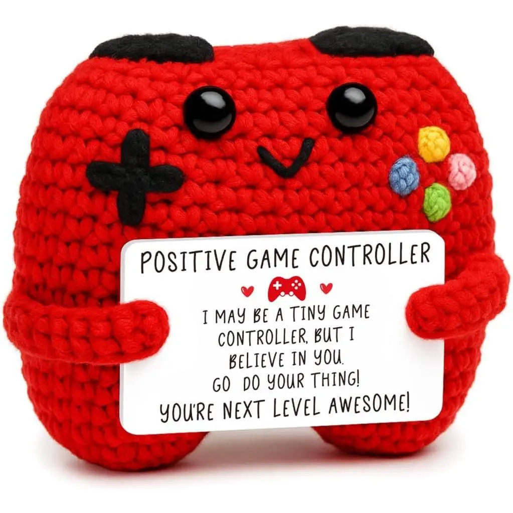 Unique Gaming Gift Handmade Gamer Doll Positive Crochet Controller Gifts for Teen Girls Teen Boys Christmas, Gamer Gifts for Men Teenage Boys, Handmade Gamer Game Controller Doll for Kids Son Brother fake poppet Summervibes FathersDayGift
