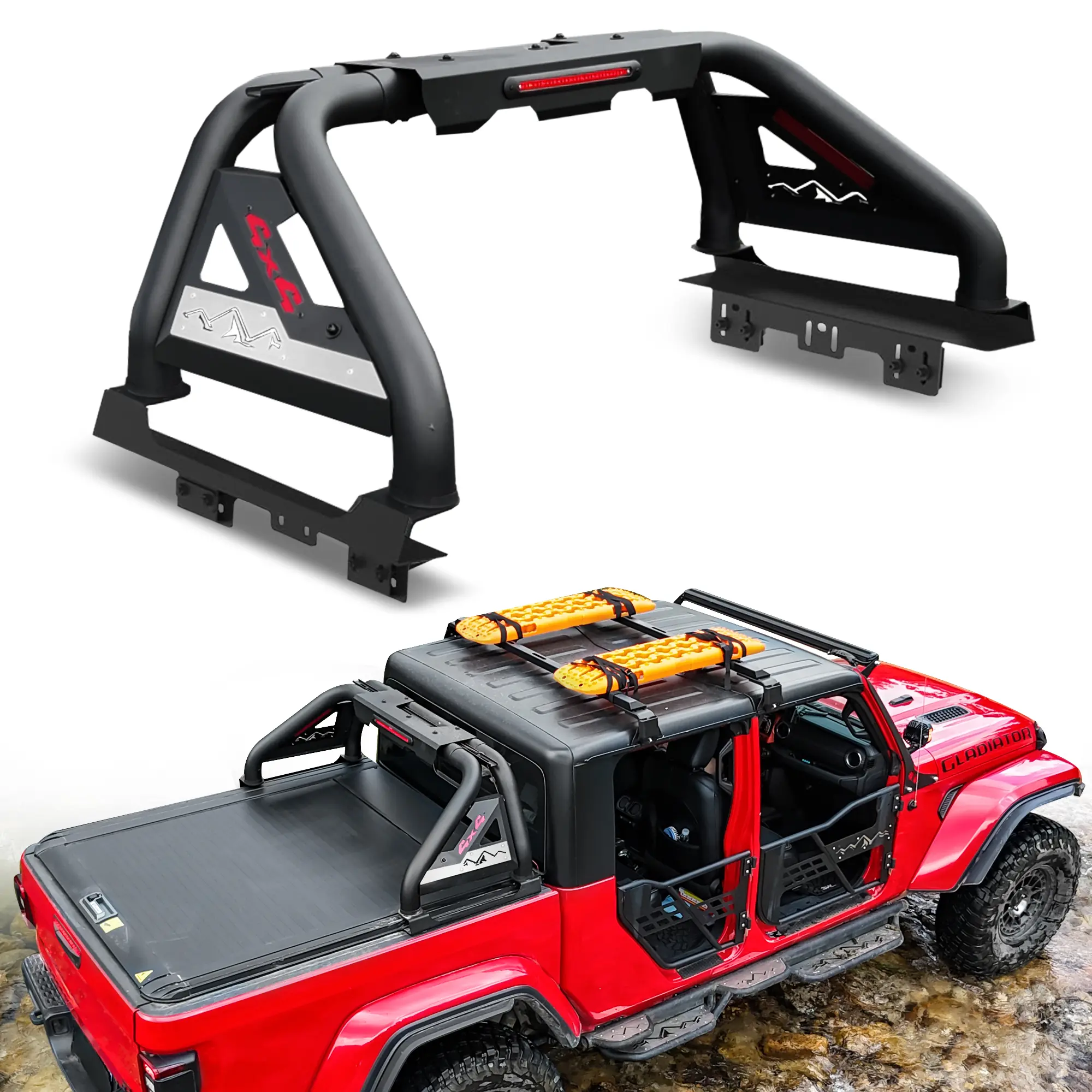 MONOKING Universal Durable Truck Roll Bar, 3rd Brake Light & Tonneau Compatible for 2007-2026 Vehicle Models: Tacoma, Gladiator, Colorado, Ranger, Canyon, Frontier, Dakota