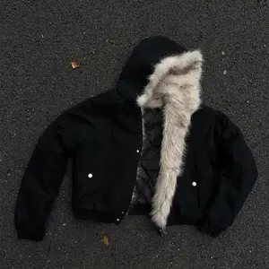 Women's jackets and windbreakers High Street Trendy Y2K Streetwear Parkas Punk Harajuku Retro Fur Collar Bomber Jacket Men Hip-hop Loose Casual Warm Coat Women Womenswear Tops（gift）