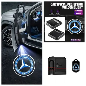 4 Pack Mercedes-Benz Logo Door Welcome Courtesy Light - Fits C-Class/E-Class/S-Class/GLC/GLE, Peel and Stick Non-Destructive Installation, HD Car Projection Lamp