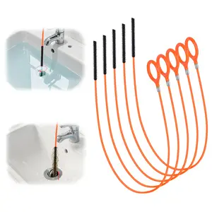 Drain Clog Remover,5 Pack 31.88inch Drain Snake Hair Removal Tool,Shower Sink Unclogger Tool,Hair Catcher Auger Cleaner Tool for Toilet,Kitchen Sink,Bathroom Tub,Floor Drains,Sewer,Pipe Drains Opener