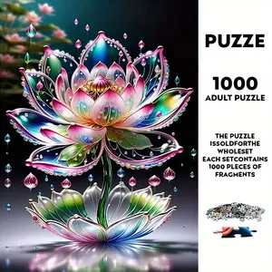 1000 Piece Large Size Paper Puzzle Set, Lotus Theme DIY Craft Kit, Durable Seamless Design, Perfect for Halloween, Thanksgiving, Easter Gifts