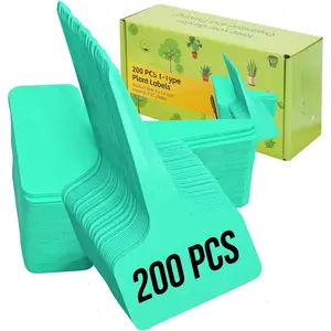 Labels 200 count  T-Type Plastic Garden Tags   Sign Stakes  Garden Makers for Seedlings Flower Vegetables  Potted Belt Permanet Marker Pen (Teal)
