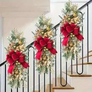 Glam Style Christmas & Valentine's Day Garlands, Plastic Home Decor Swags, &, Floral & Ribbon Accents, Unlit, Ornaments Decor