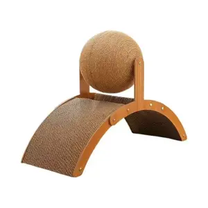 Duraable Wooden Cat Scratching Post, Vertical Jute Scratch Pad with Integrated Cat Bed, Indoor Furniture for Cats, Anti-Scratch Home Decor