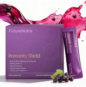FutureNutra Gut-Immune Axis Support Packets, Elderberry + 3 Billion CFU Probiotic, with Vitamin C, D3, Zinc & Selenium, plus Turmeric and Colostrum, 30 Packets