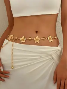 Vintage Fashion Metal Flower Waist Chain, Bohemian Holiday Style Belt, Versatile Dress Accessory for Women, Suitable for Any Occasion