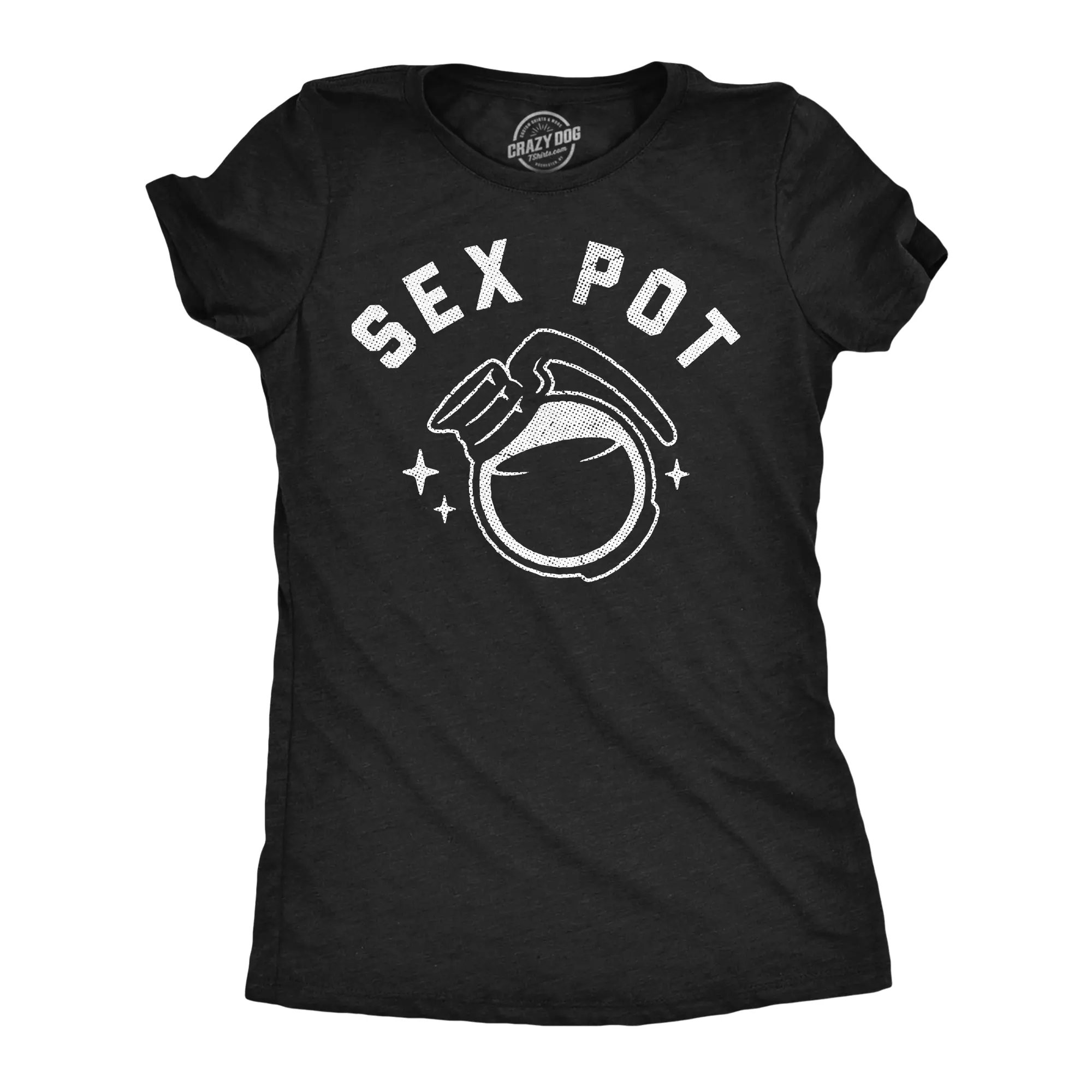 Womens Funny T Shirts Sex Pot Sarcastic Coffee Graphic Novelty Tee for Ladies Funny Womens T Shirts Cute Vintage Fashion Casual Ladies T-Shirt Gift Sarcastic Tops for Women Funny Coffee Top Women's Novelty Tees Black -