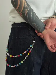 Men's Fashion Multi-Layer Rhinestone Alloy Waist Chain, Pants Decoration Casual Body Chain, Perfect for Daily Wear and Music Festivals