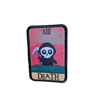 Grim reaper (death) tarot card chibi version meme 2"x3" morale patch with hook and loop backing