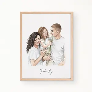 Custom Hand-Drawn Painting from Photo, Personalized Watercolor Family Portrait, Mother Father Gift (SEND PHOTO BY MESSAGE TO SHOP)