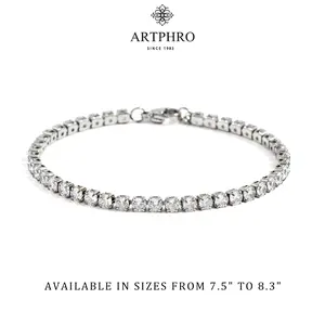ARTPHRO Tennis CZ Bracelet - Stainless Steel Bracelet, Stylish Daily Fashion Accessory, Resistant to Fading, Stainless Steel Bracelets