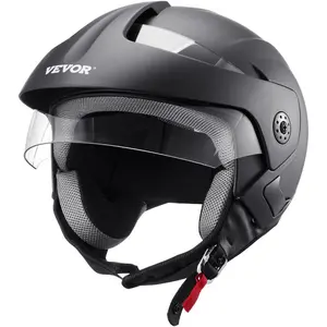 VEVOR Motorcycle Helmet, 3/4 Open Face, Adult Motocross Dirt Bike Helmet with Clear Visor, Comfortable Motorbike Racing Street with Detachable Liner for Men Women, DOT Approved, (Matte Black, M)VEVOR Super Brand Day